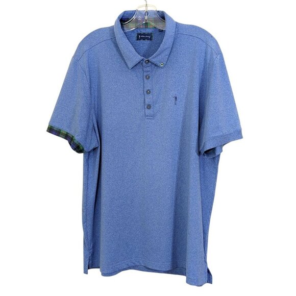 William Murray Polo Shirt Men XL Blue Golf Performance Plaid Trim Classic Preppy - Picture 6 of 11